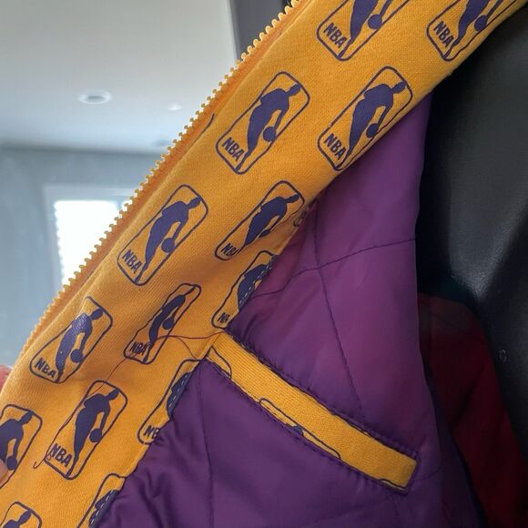 Vintage 90s Los Angeles Lakers Jacket Large Zip Up Hoodie Carl Banks G-111 NBA - Picture 9 of 9